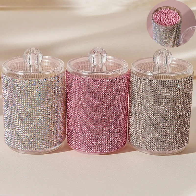 Luxury Skincare Containers - Luxury Diamond Cotton Swab Storage Box