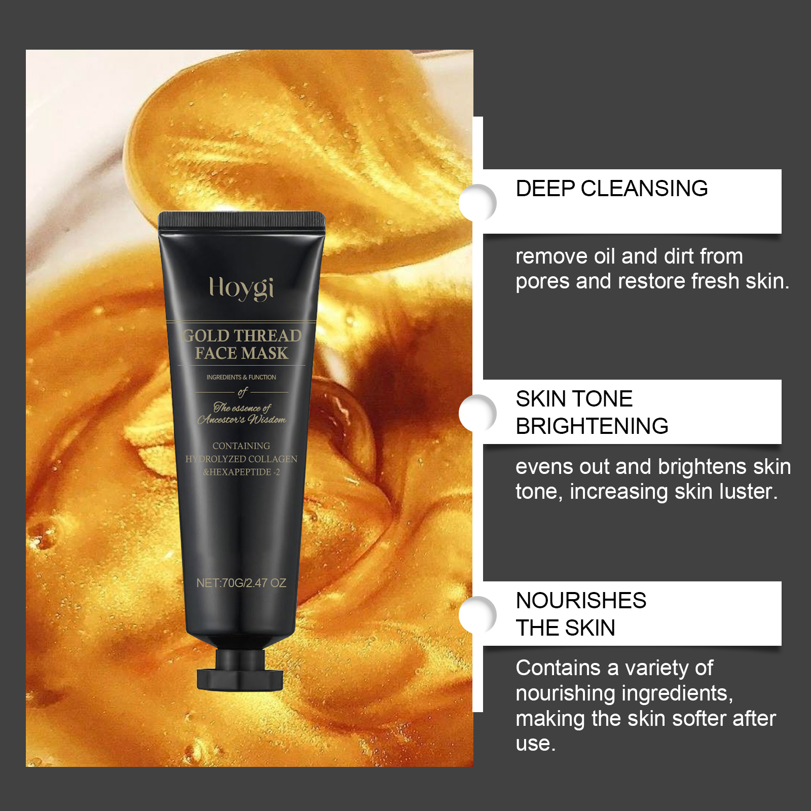 HOYGI 24K Gold Peeling Face Ma - Skincare Luxury Whitening recensione e prezzo