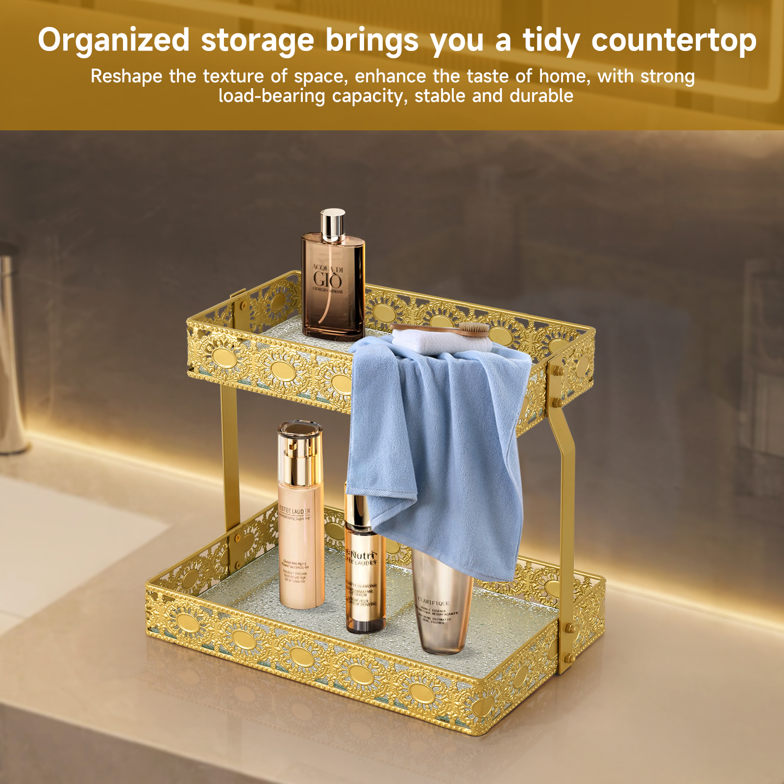 Double-Layer Glass Storage Tra - Luxury Skincare Organizer recensione e prezzo