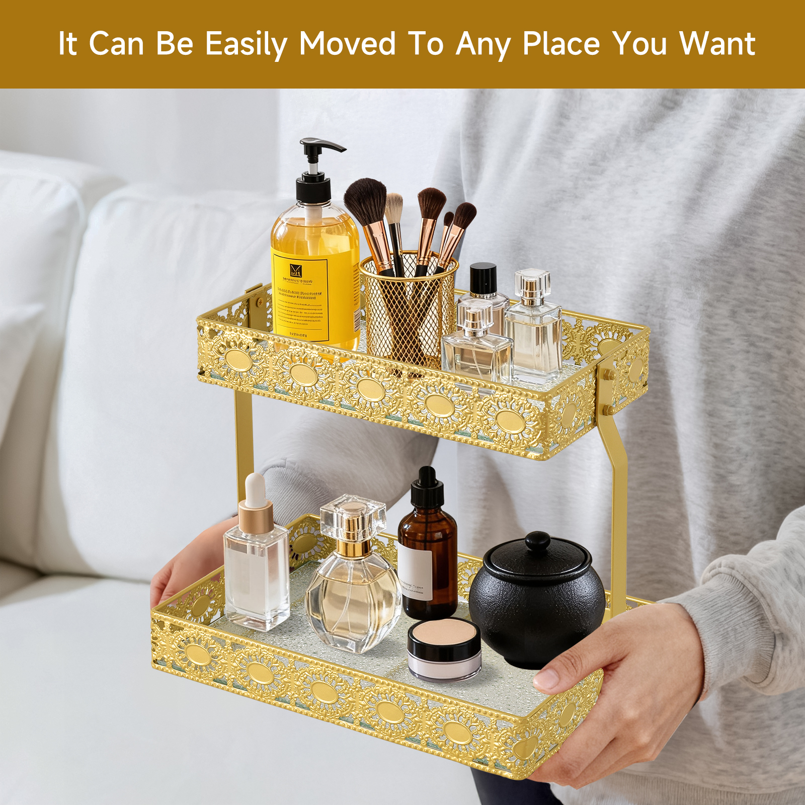 Double-Layer Glass Storage Tra - Luxury Skincare Organizer recensione e prezzo