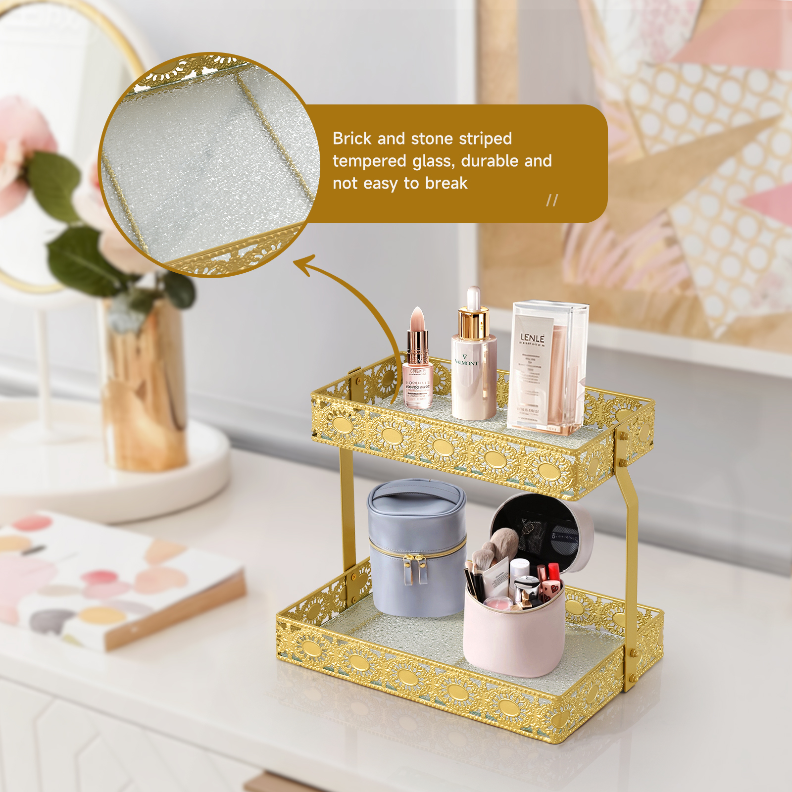 Double-Layer Glass Storage Tra - Luxury Skincare Organizer recensione e prezzo
